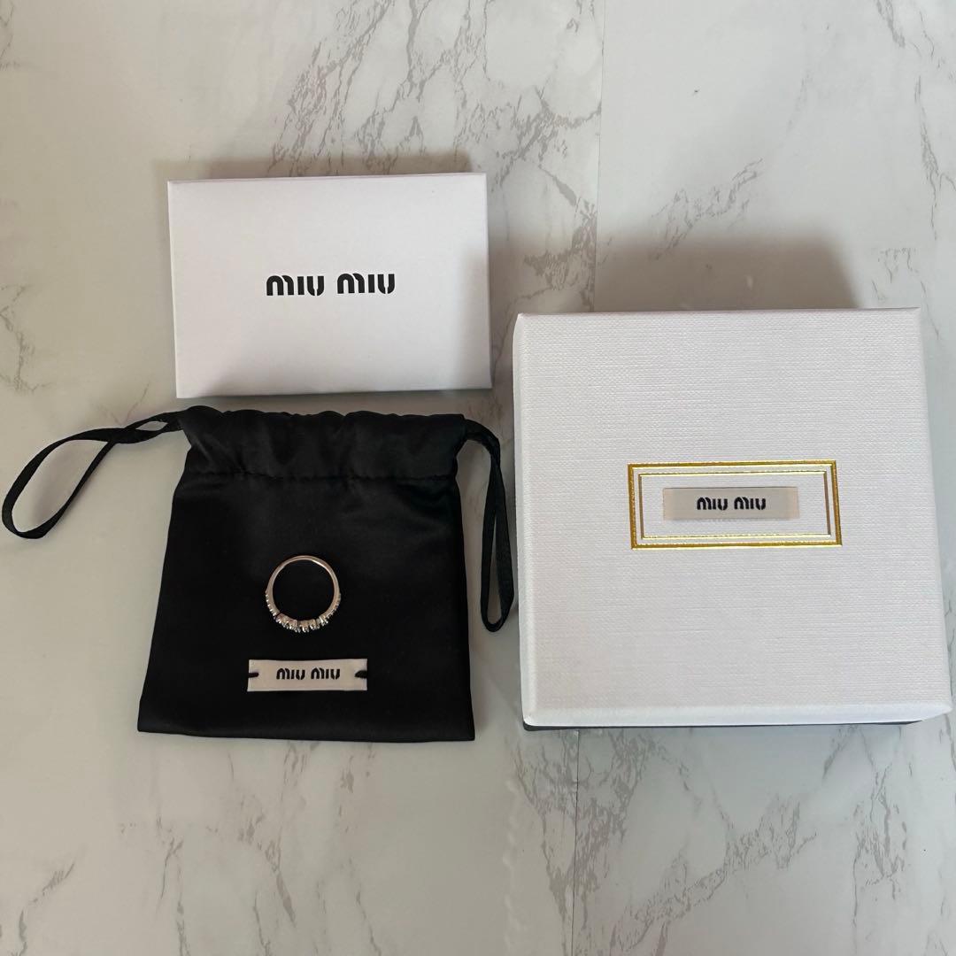 miumiu リング クリスタル　シルバー 12号