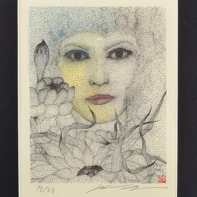 画家　城景都　版画　「リズム」　19/28　額装　V　R9540