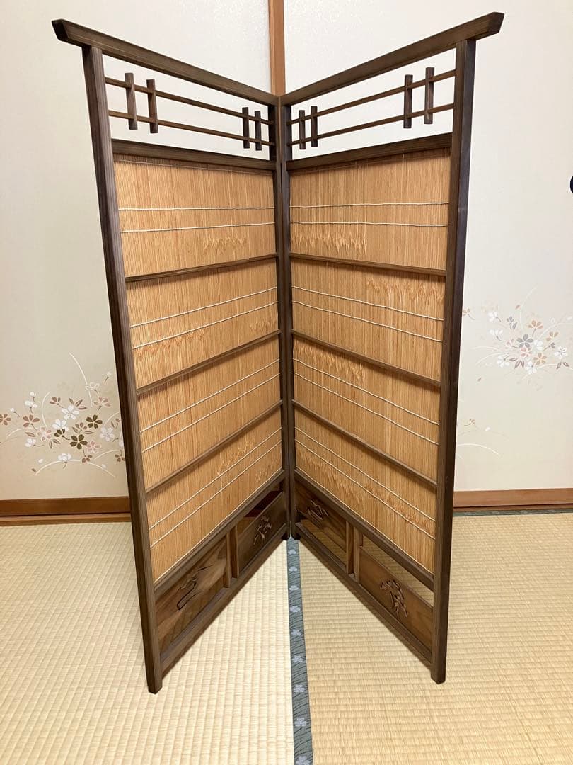年末年始お値下げ　簾戸　衝立　漆塗り　ビンテージ　もう作れない　明治時代　建具