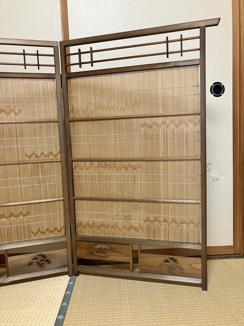 年末年始お値下げ　簾戸　衝立　漆塗り　ビンテージ　もう作れない　明治時代　建具