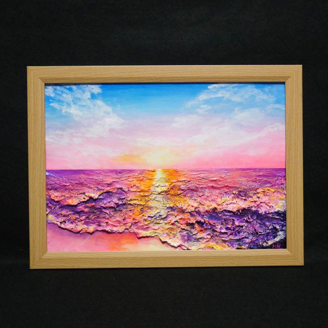 油絵 絵画 【ピンクの夕焼け】