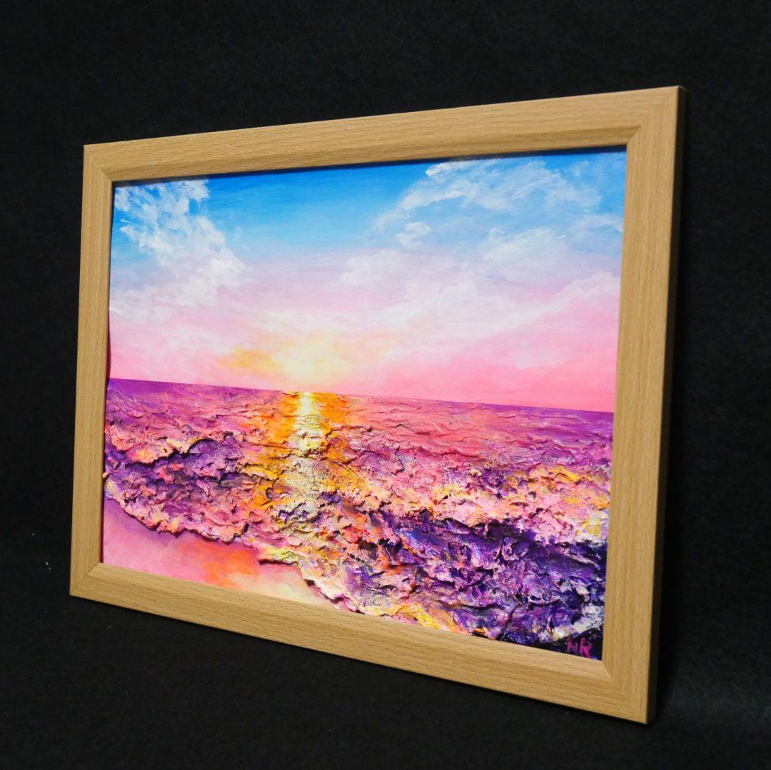 油絵 絵画 【ピンクの夕焼け】