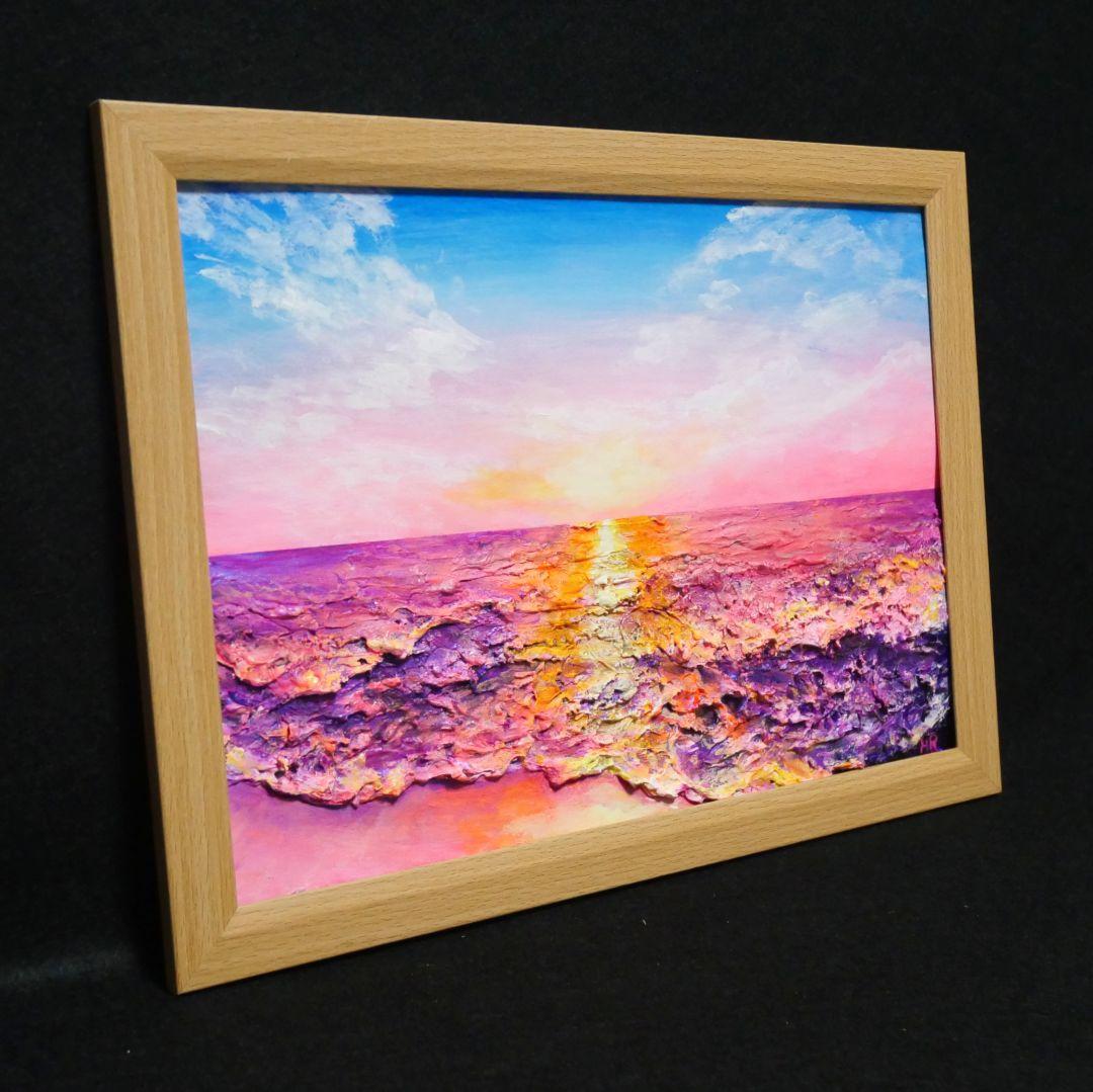 油絵 絵画 【ピンクの夕焼け】