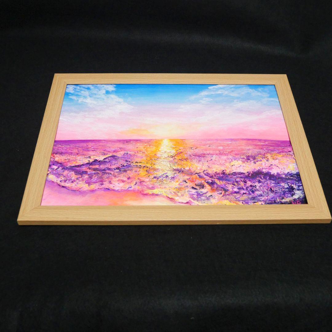 油絵 絵画 【ピンクの夕焼け】