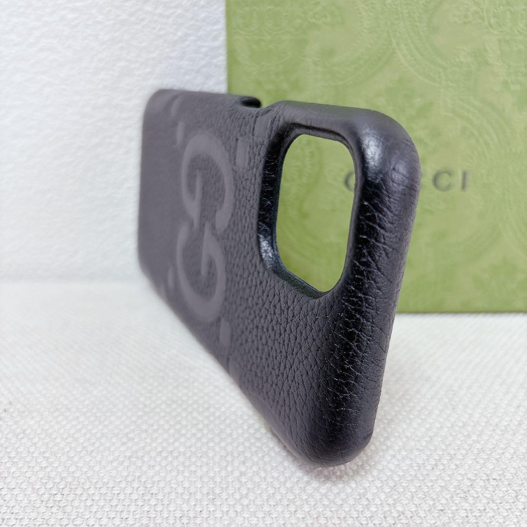 iPhone15ケース　GUCCI 新品　GGレザー　スマホケース