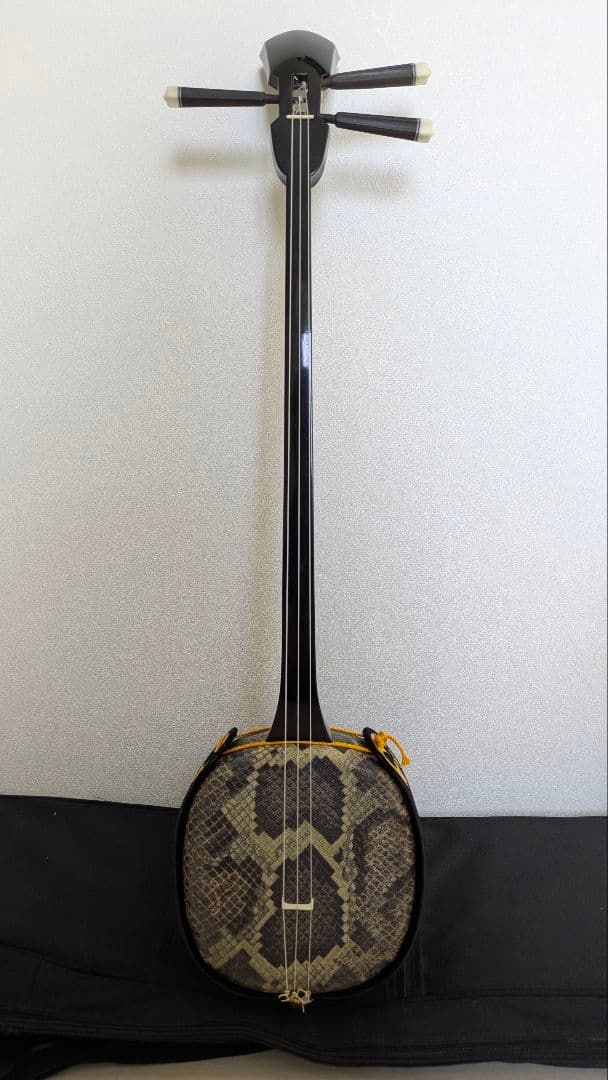 三線本体 ヘビ革模様 ケース付き