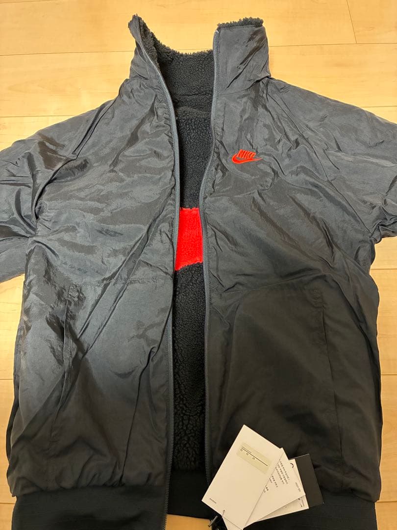 【美品】NIKEナイキ　フルジップ スウッシュ リバーシブル ボア ジャケット