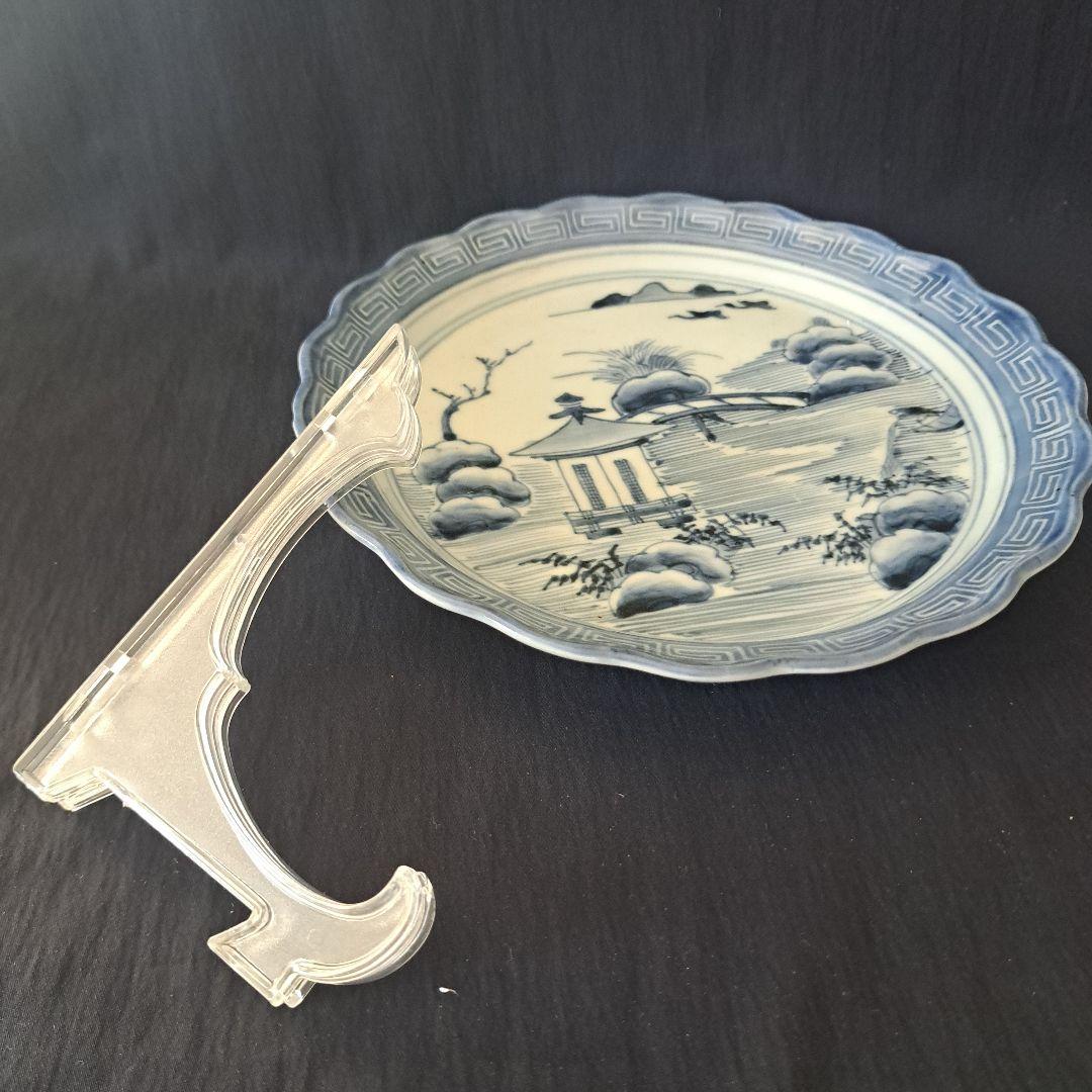 「輪花(りんか)皿のリズム」 古伊万里染付皿(直径20cm) 骨董アンティーク