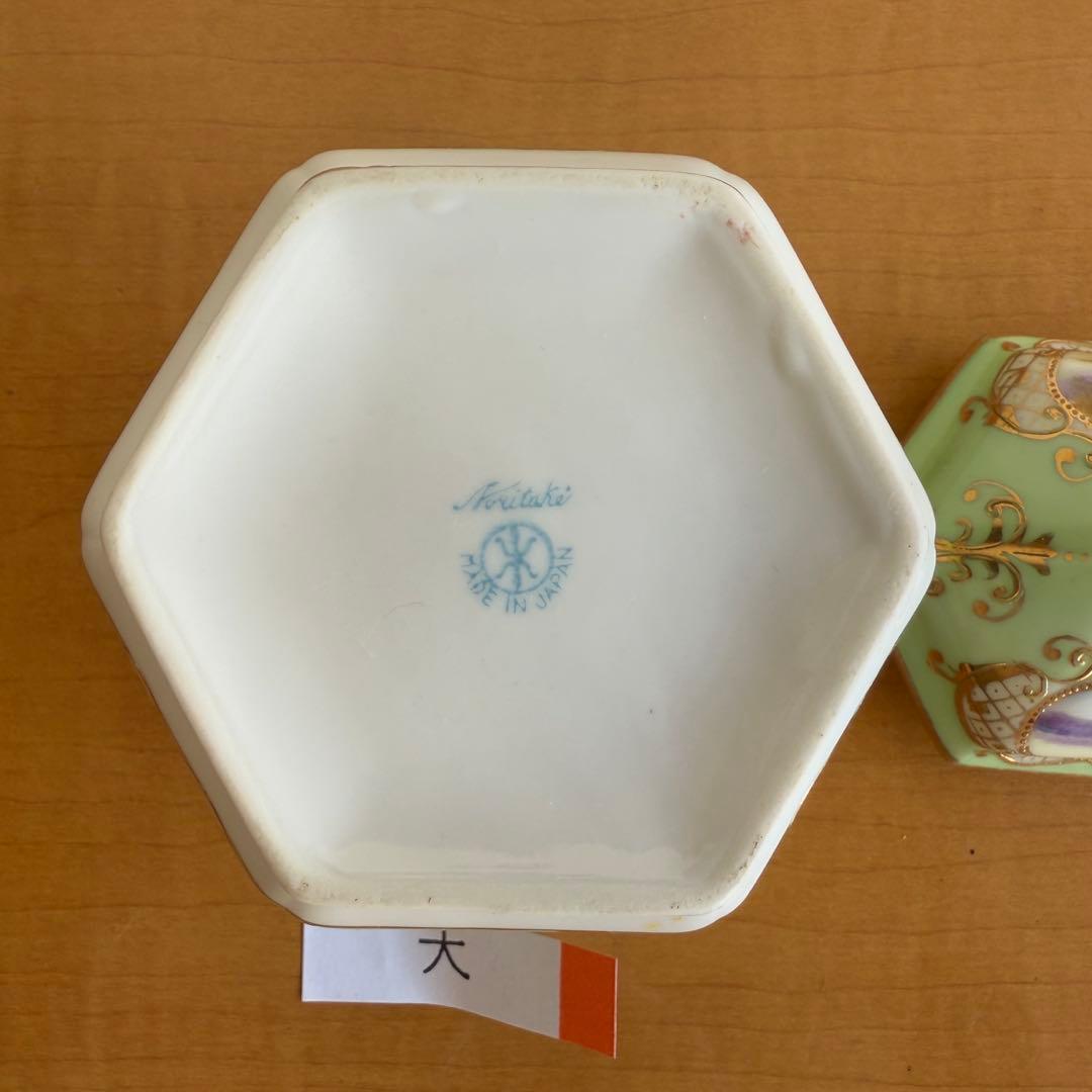 オールドノリタケ　里帰り　オクトゴナル　六角　蓋もの3点セット　金盛り