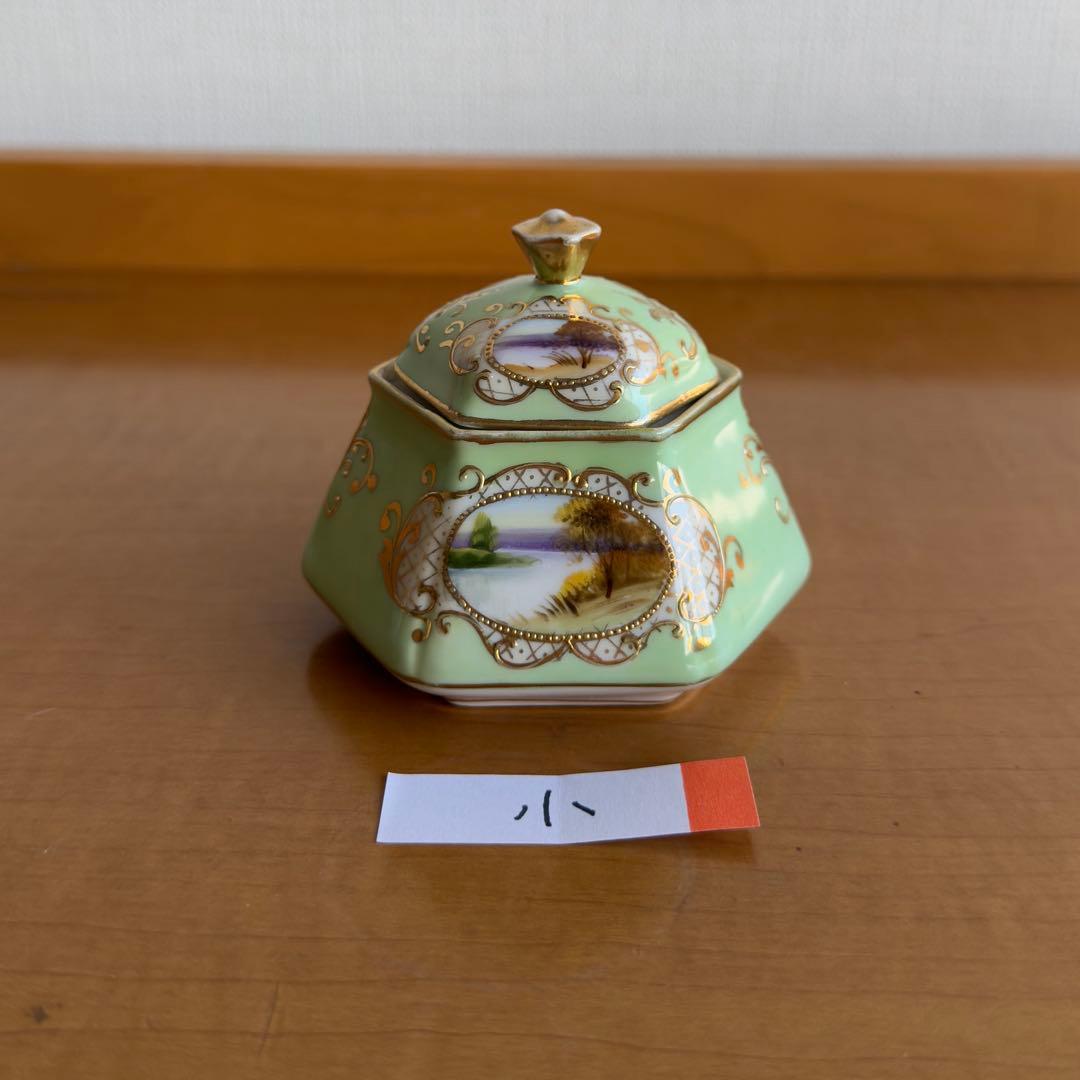 オールドノリタケ　里帰り　オクトゴナル　六角　蓋もの3点セット　金盛り