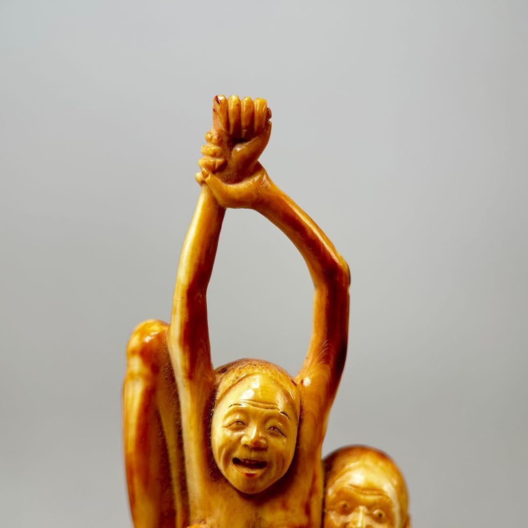 人物像 彫刻 彫刻極上根付天然素材アンティーク骨董飾り物古美術置物細密細工