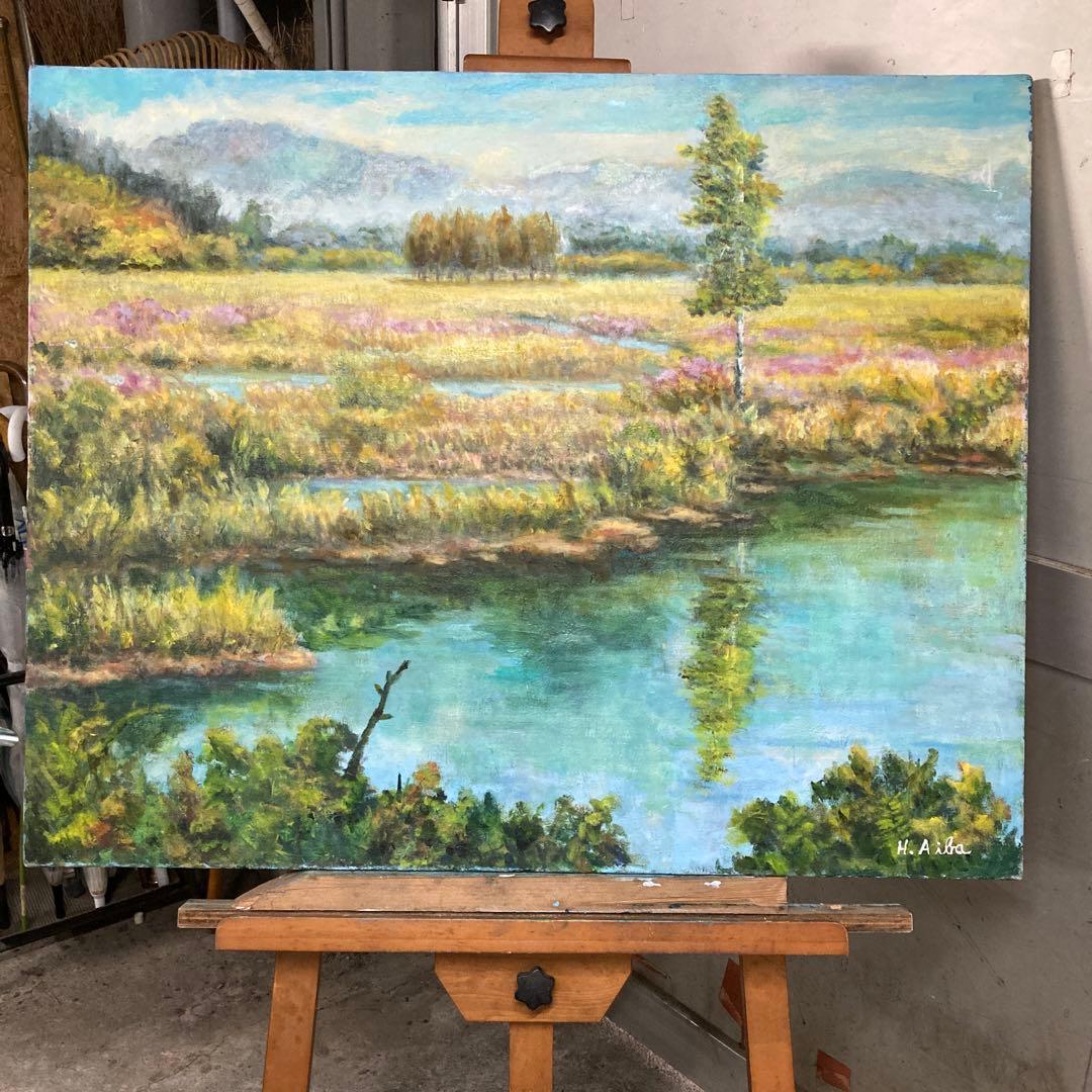 油彩　日光戦場ヶ原の貴婦人