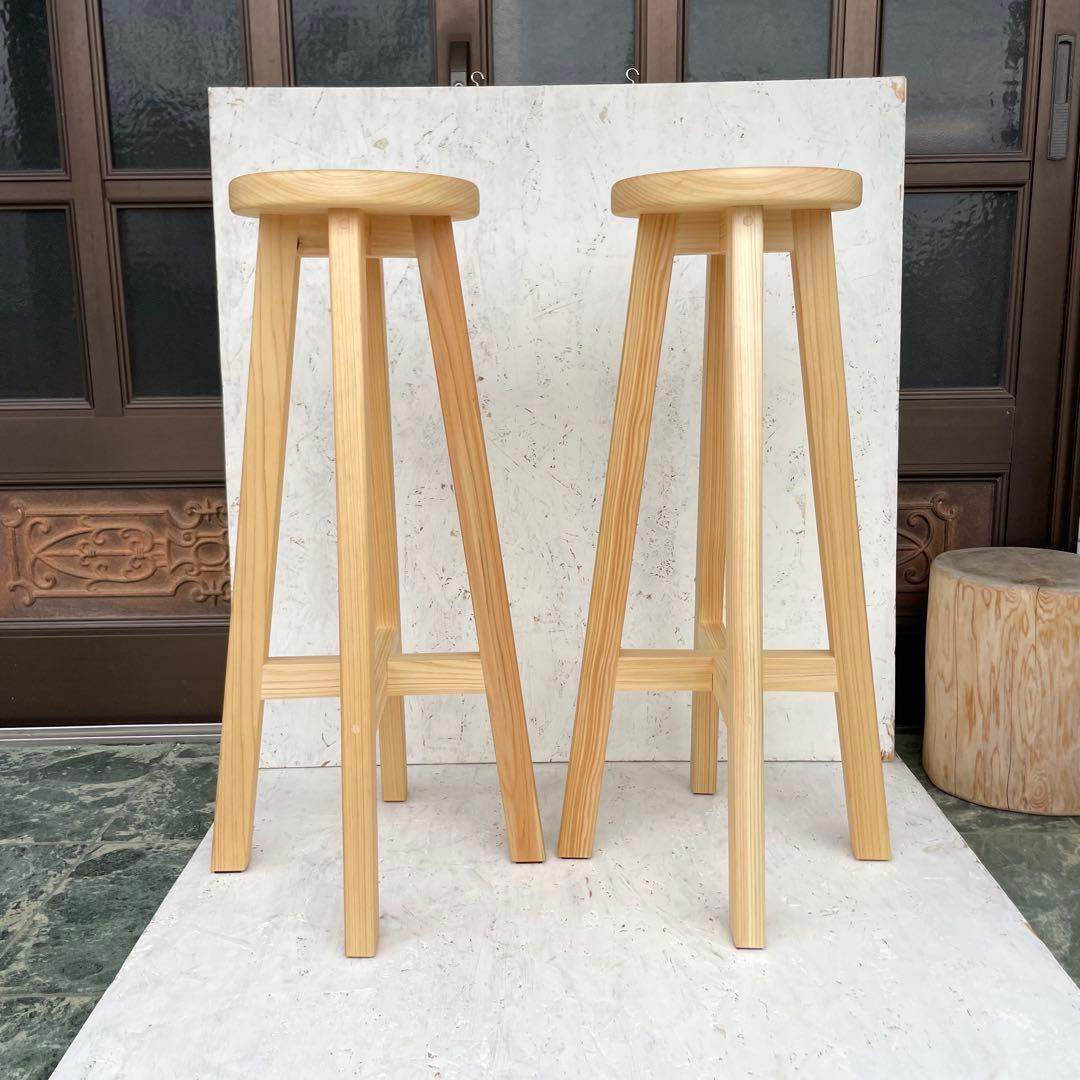 ♡　国産ひのき　丸椅子　木製スツール