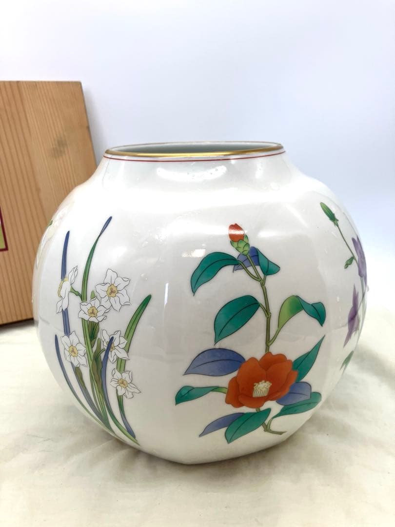 香蘭社　花瓶　茶席の花　壺　フラワー ベース ツボ　八角花瓶　共箱　茶道