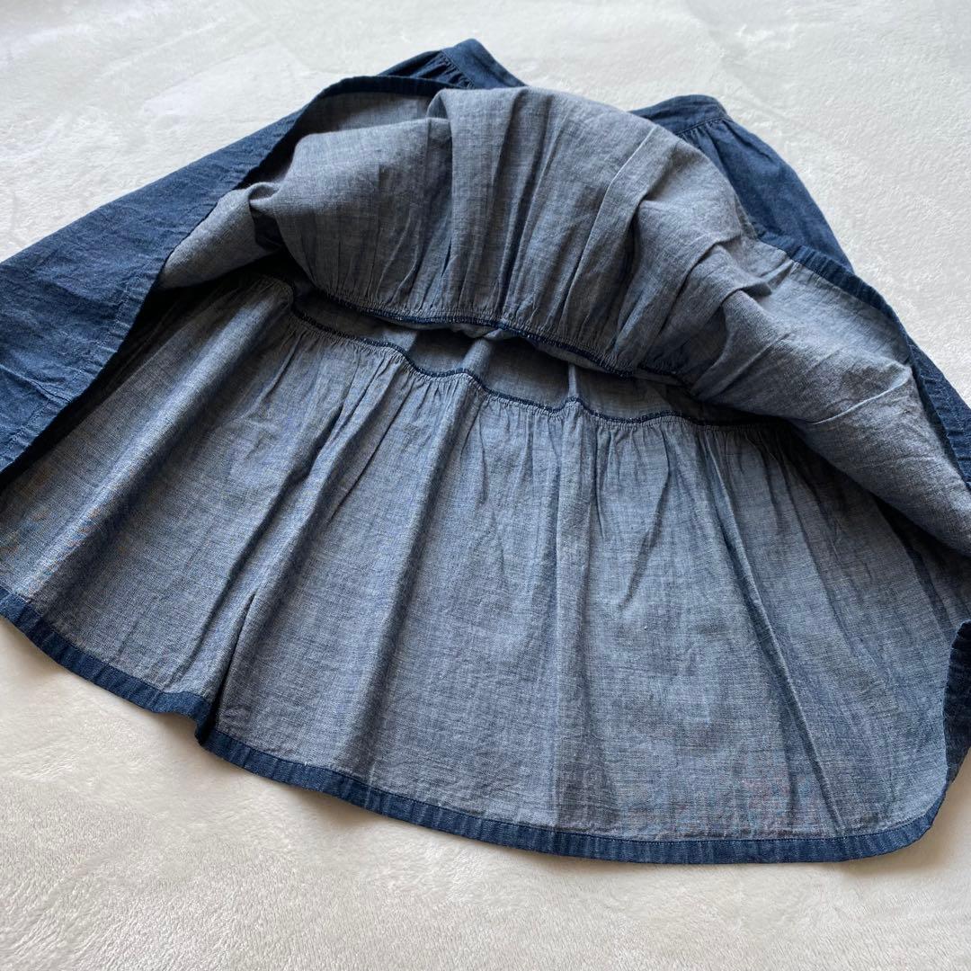 45rpm インディゴ コットンフレアティアードスカート ブルー サイズ3