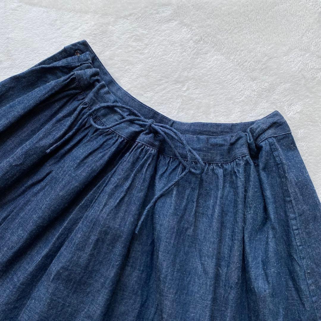 45rpm インディゴ コットンフレアティアードスカート ブルー サイズ3