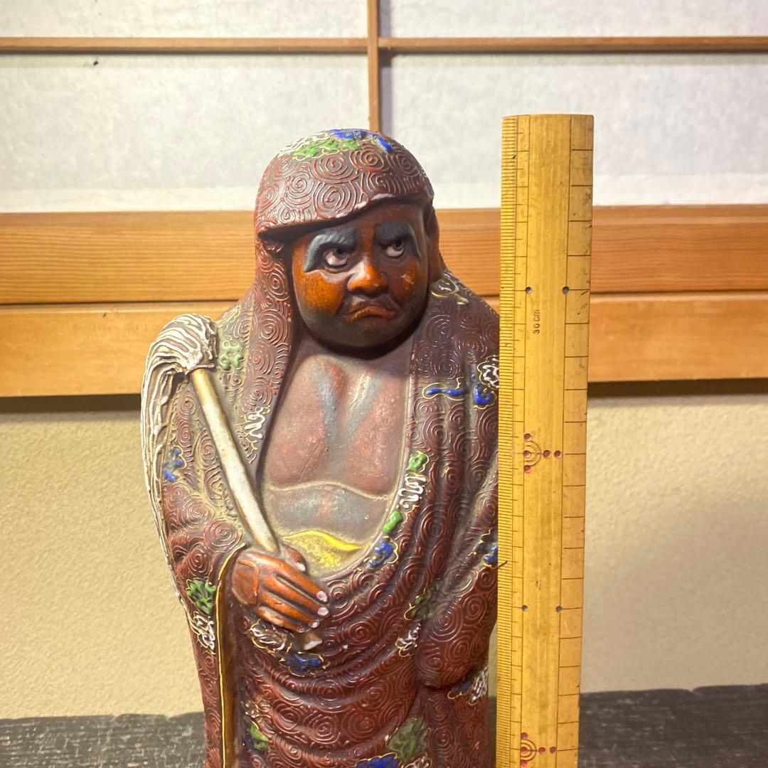 古九谷　色絵達磨図置物　30cm11cm12cm