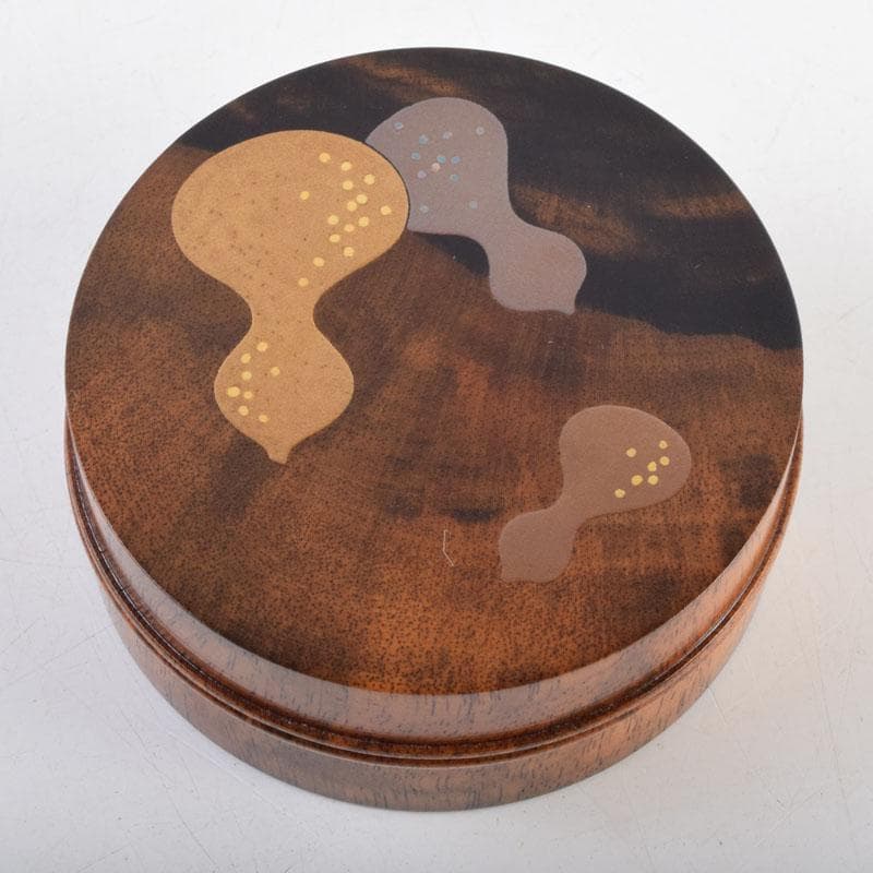 茶道具　正博作　黒柿製　六瓢蒔絵　香合　共布共箱　V　9034