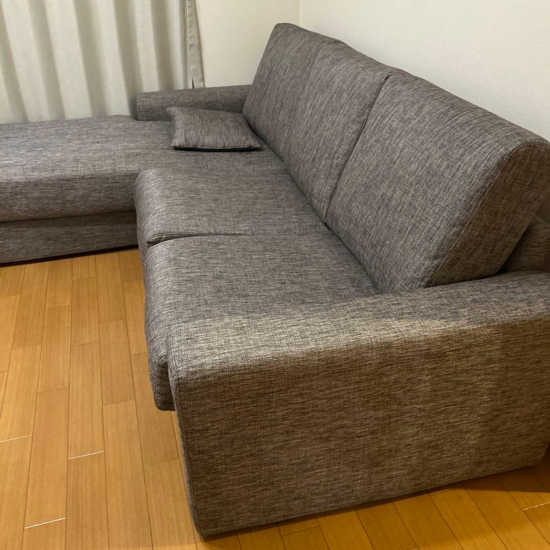 グレー L字型ソファ セット 付属クッション付き　カウチェ