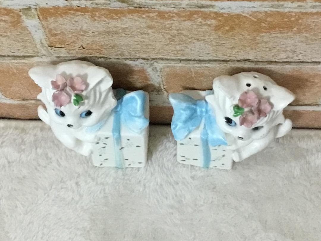 レア ヴィンテージ Lefton 陶器 ソルト＆ペッパー ネコ 美品