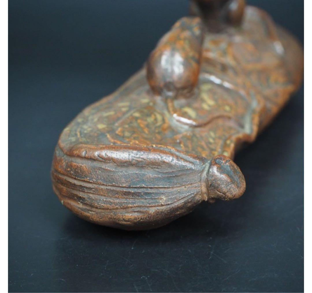 送料無料　江戸～明治　備前焼置物　陶印あり　秀逸作