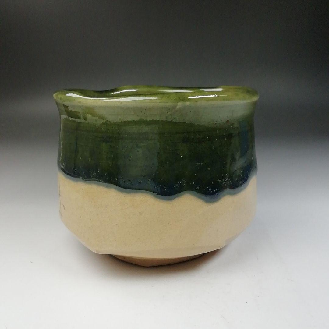 Ｔ７２７　茶碗　『織部茶碗』『作山窯　小池斉 造』　共箱　抹茶碗　茶道具