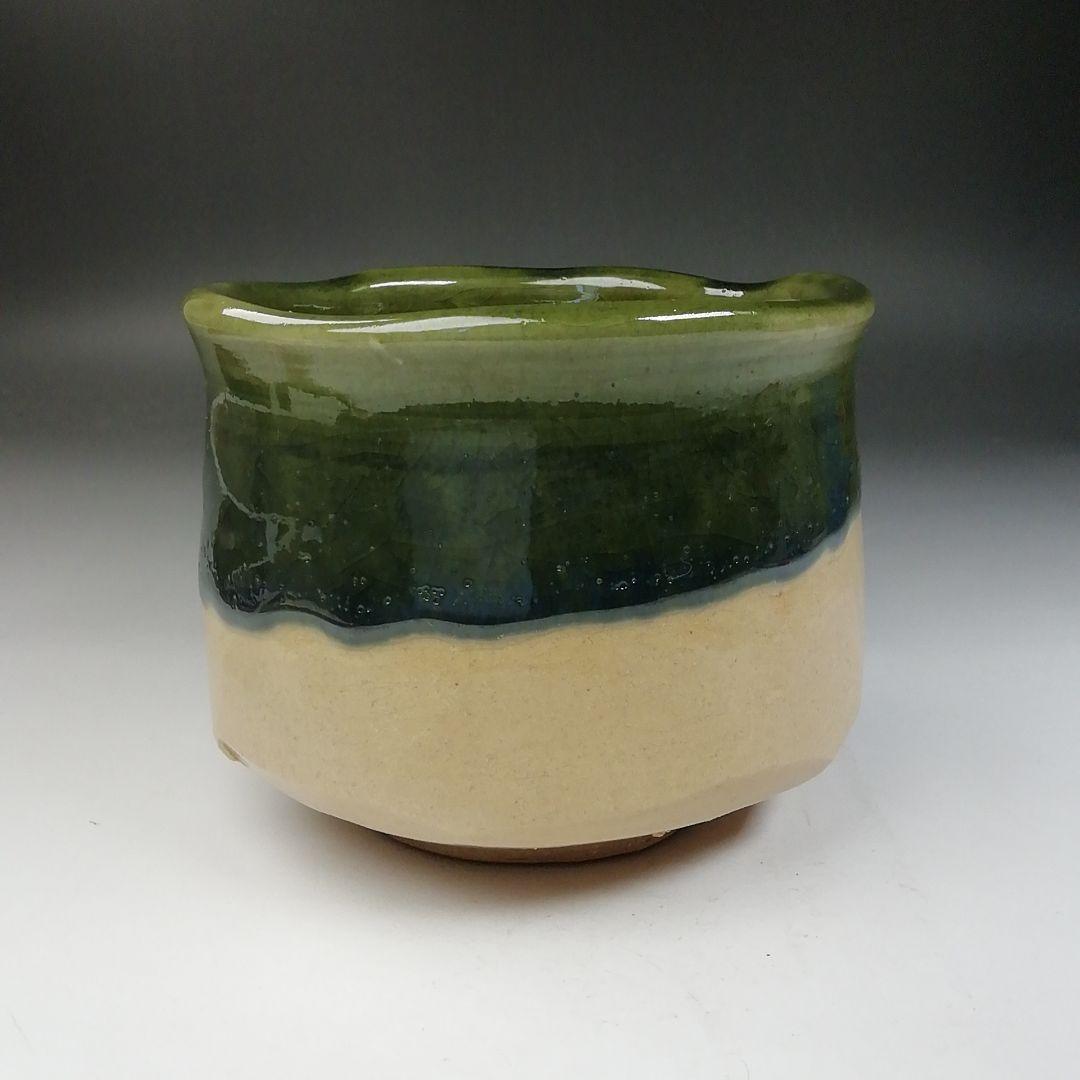 Ｔ７２７　茶碗　『織部茶碗』『作山窯　小池斉 造』　共箱　抹茶碗　茶道具