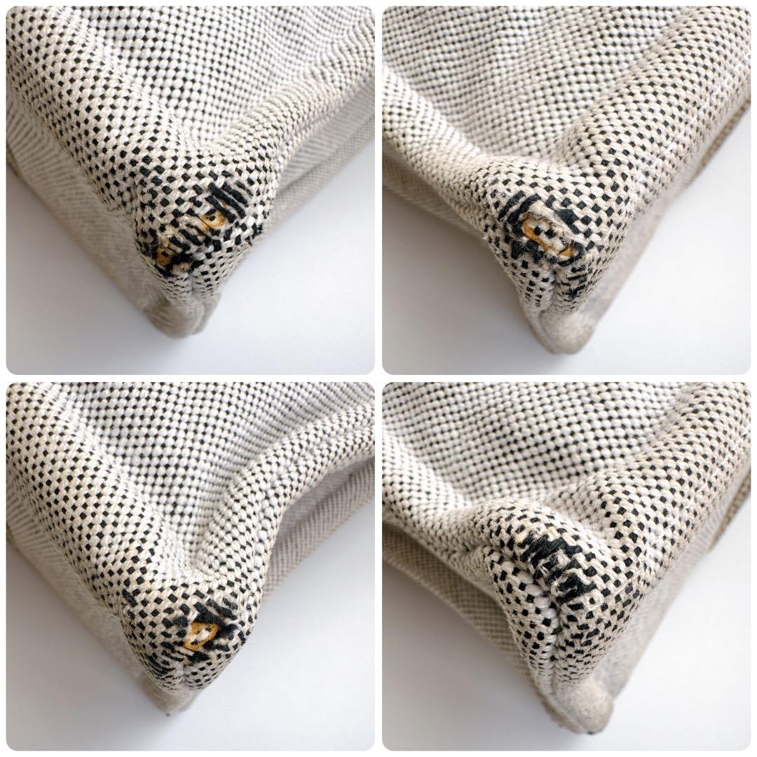 エルメス フールトゥPM ハンド トート バッグ グレー ブラック ストライプ