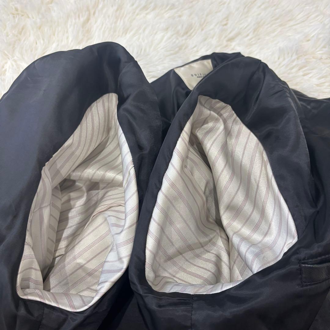 エディフィス XL ラムレザー シングルライダースジャケット 黒 大きいサイズ