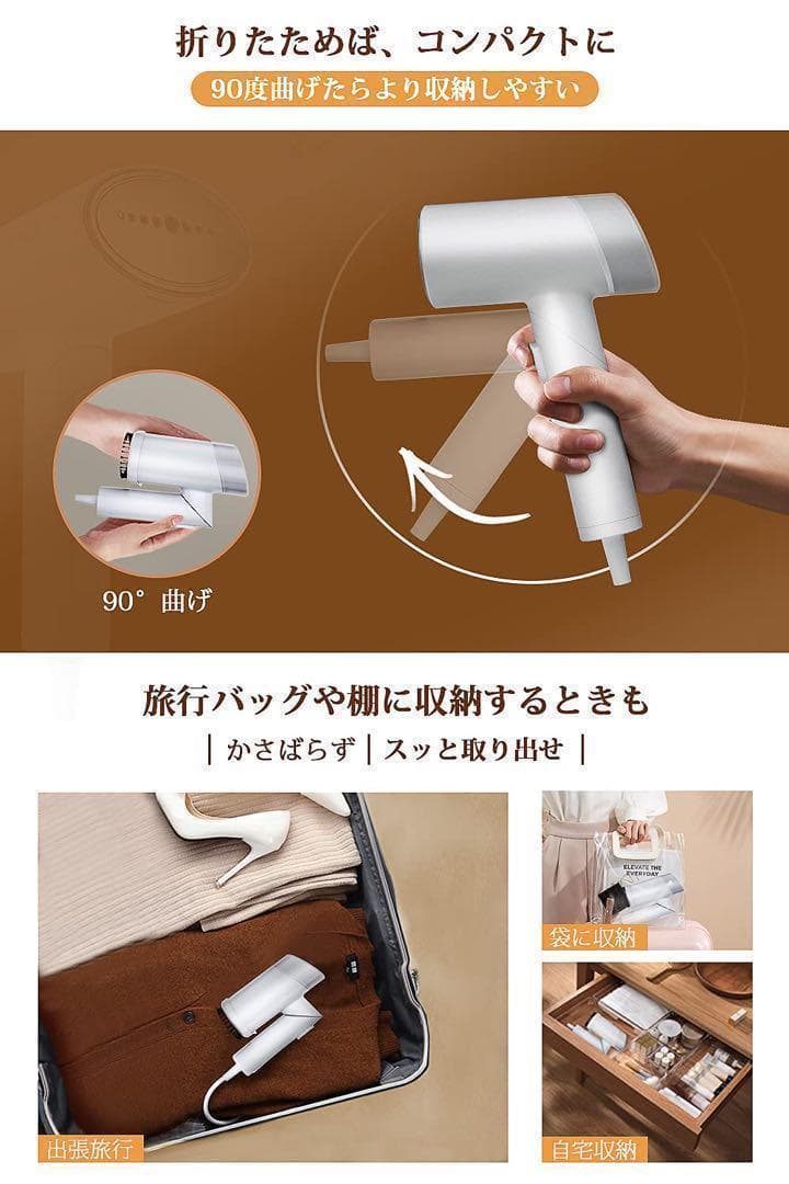 y861　スチームアイロン 衣類スチーマー 折り畳み ハンディーアイロン　携帯