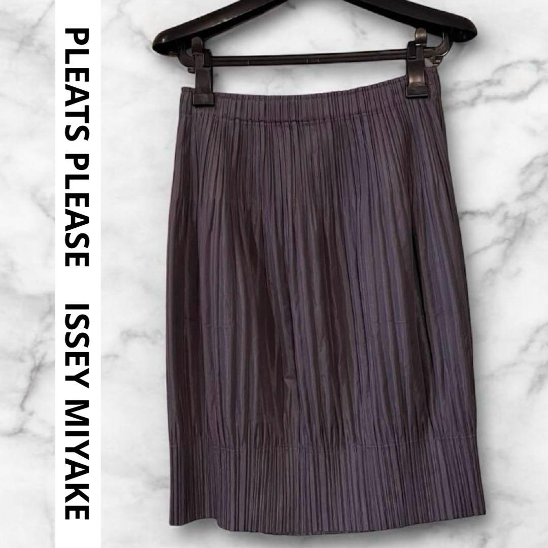 【プリーツプリーズ 】ひざ丈スカート　消しプリーツ　ツヤあり　グレー　5