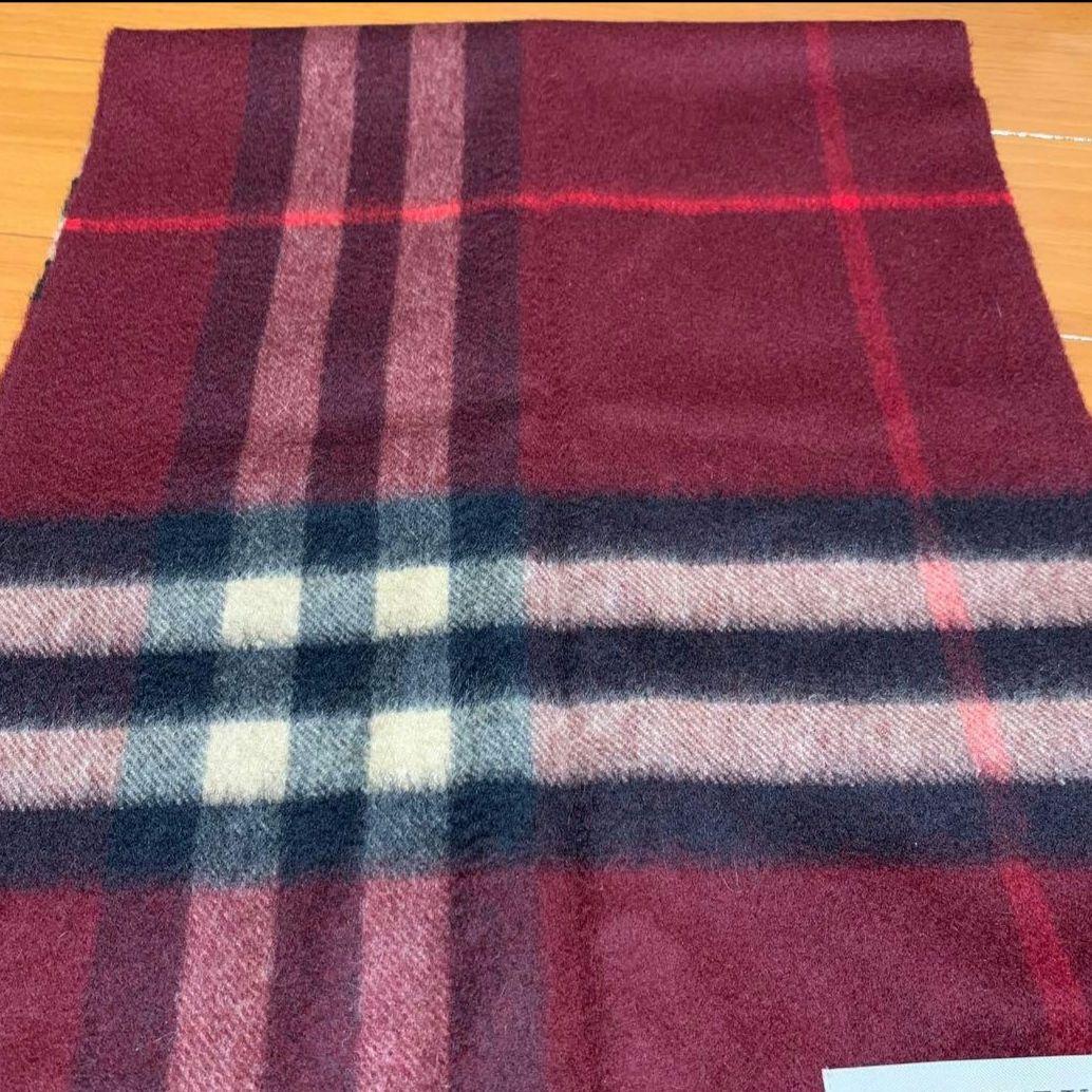 バーバリー　マフラー　ボルドーカラー　カシミヤ100%