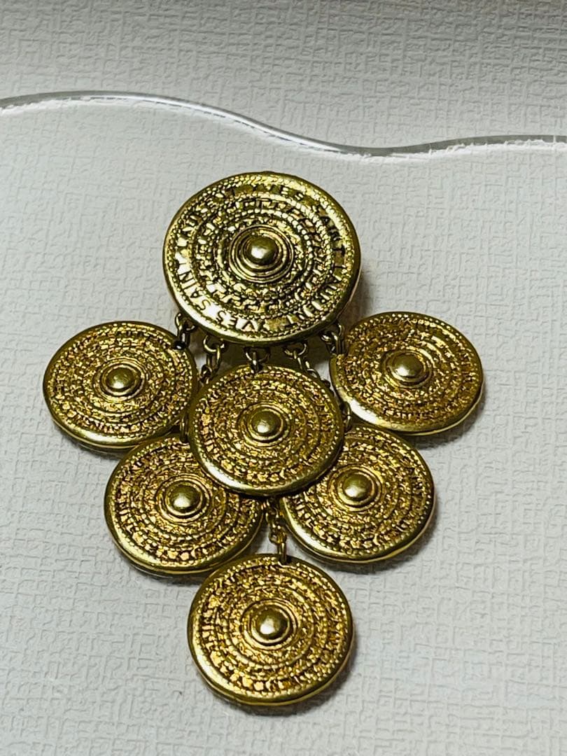 レア！！ イヴ・サンローラン ラウンドロゴ ヴィンテージ ブローチ