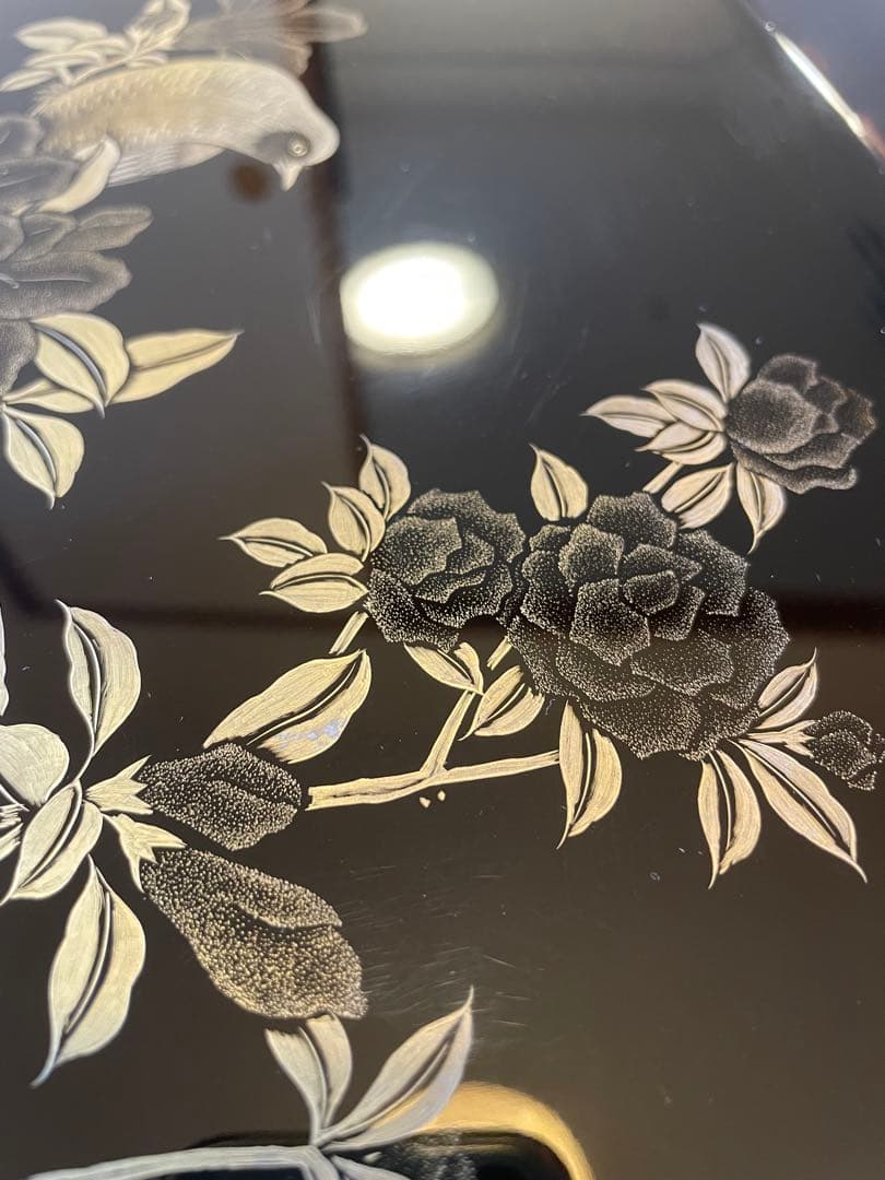 5点セット　脚付膳　お膳台　漆塗り　金　蒔絵　鳥　鷹　鶯　花　紅葉　もみじ　瓢箪