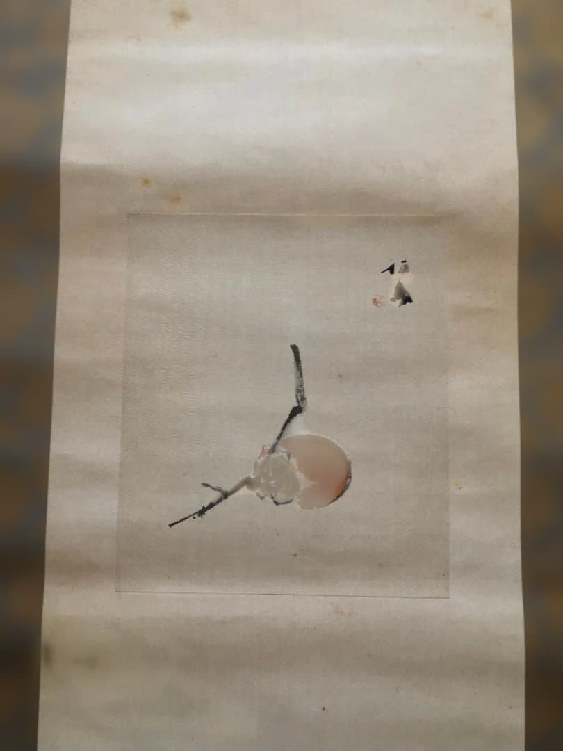 竹内栖鳳　掛け軸　柿の絵　二重箱入り