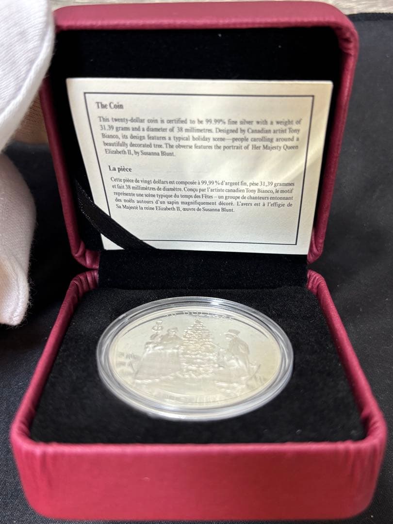 【純銀製】カナダ クリスマス・キャロルプルーフ純銀 1オンス　内外箱付き！
