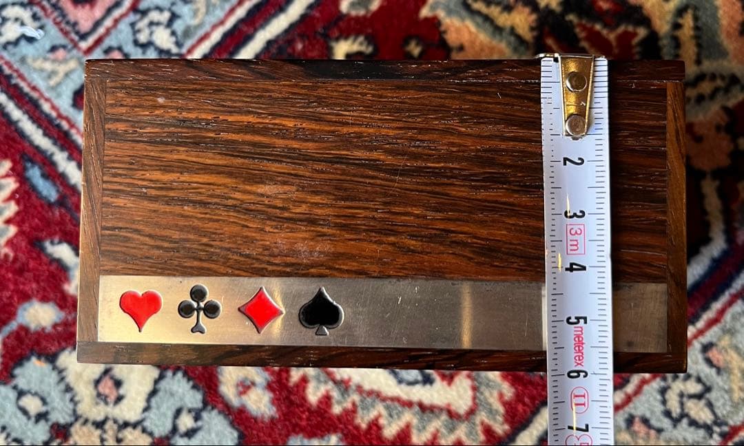 ヴィンテージ、デンマーク製/ブラジリアンローズウッドトランプケース/銀彫刻