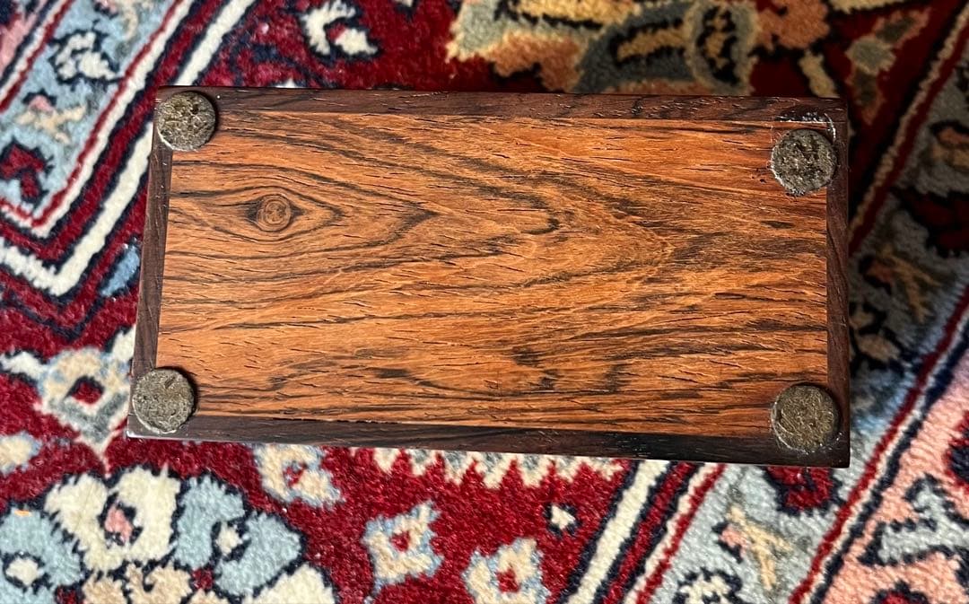 ヴィンテージ、デンマーク製/ブラジリアンローズウッドトランプケース/銀彫刻