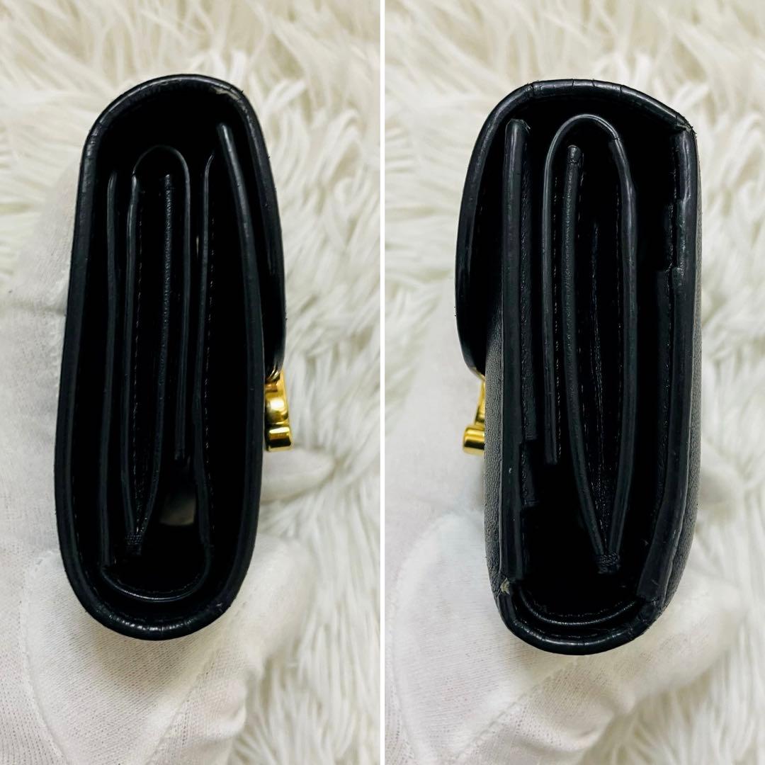 極美✨付属完備✨セリーヌ 三つ折り財布 トリオンフ レザー ブラック