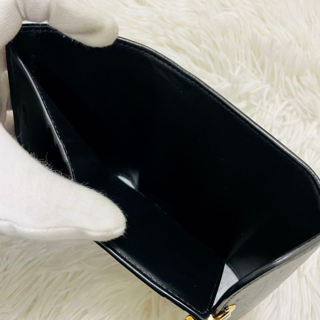 極美✨付属完備✨セリーヌ 三つ折り財布 トリオンフ レザー ブラック