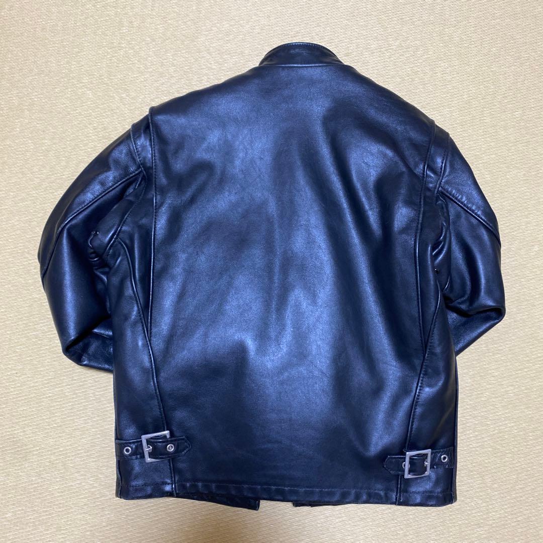 Schott ブラックレザー シングルライダースジャケット 34