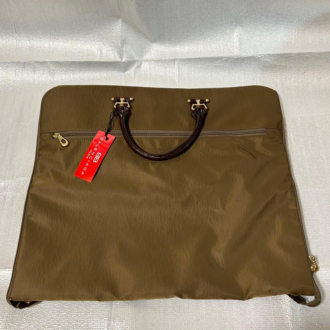 美品 バレンシアガ ナイロン クロコダイル型押しレザー ガーメントバッグ