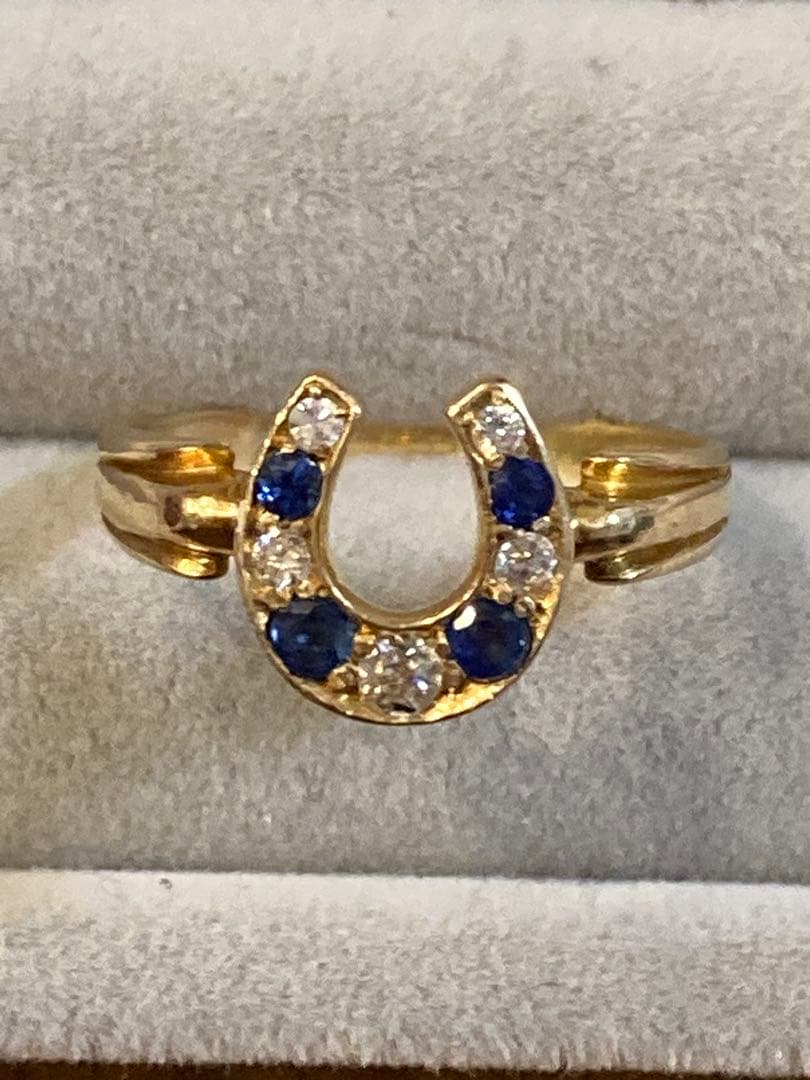 レ*ン様 アンティーク　ホースシューリング　オールドカットダイヤ　サファイア　馬