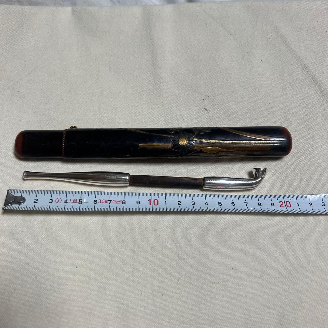 キセル　村田　漆塗りの煙管とケース　　アンティーク　骨董