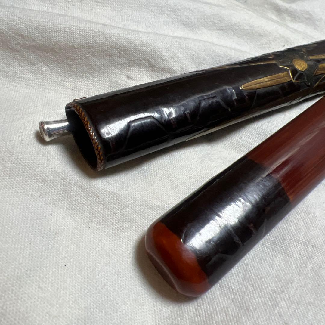 キセル　村田　漆塗りの煙管とケース　　アンティーク　骨董