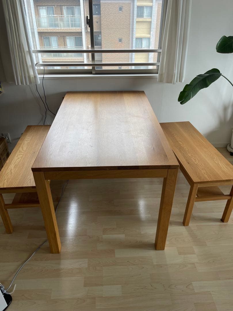 ※送料込み！【無印良品】ナチュラル木製ダイニングテーブル （引き出し付き）