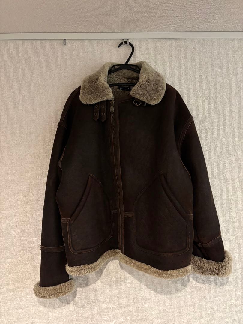 80~90s nautica リアルレザー ムートンジャケット 小文字タグ