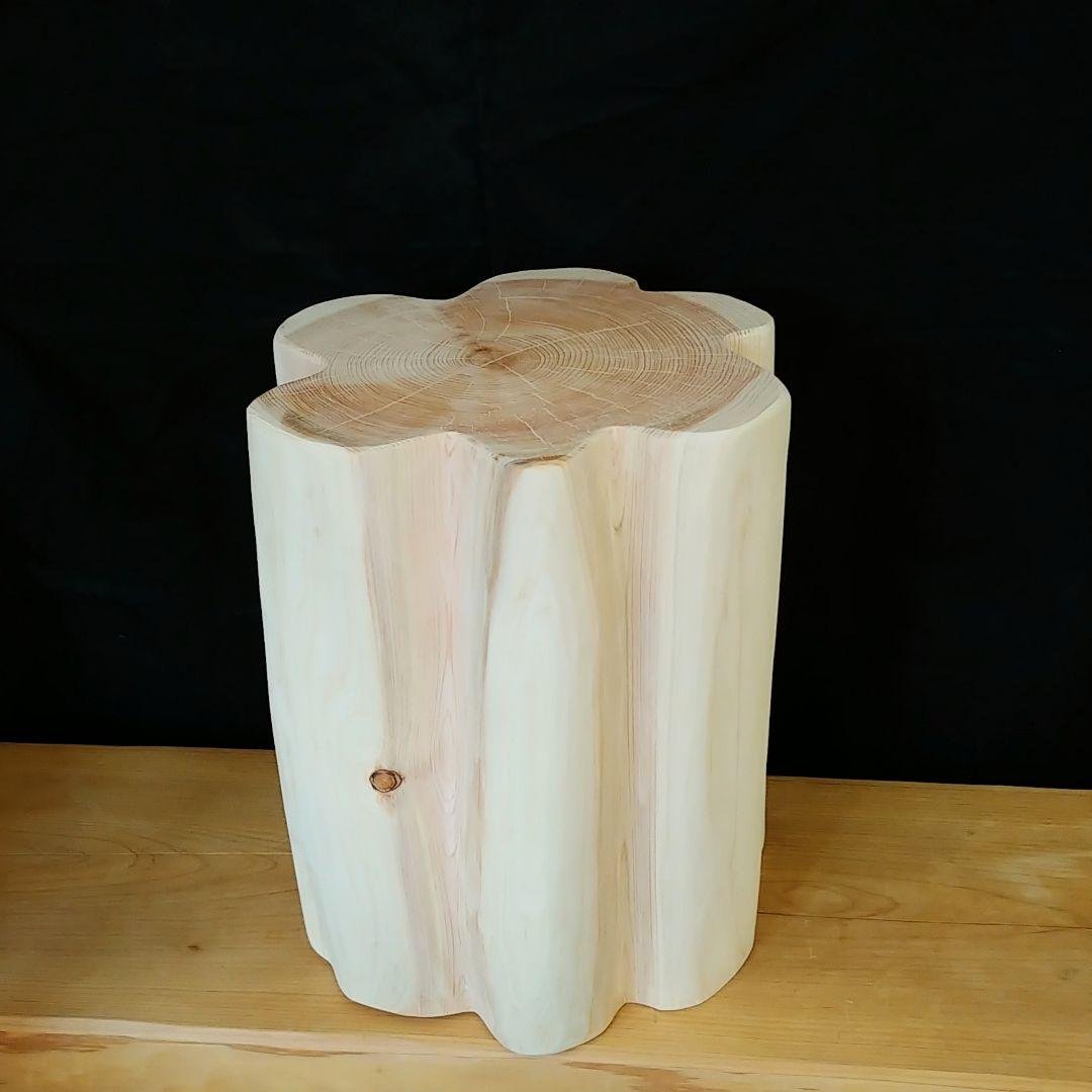 丸太スツール　フリル　ヒノキ