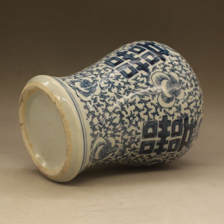 清光緒青花双喜纏枝蓮将軍壺 景徳鎮 陶磁器 装飾品 現代工芸品 美術品 置物