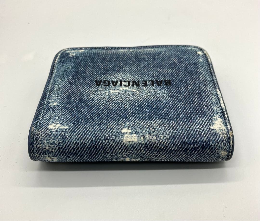 ⭐️ 希少 美品 バレンシアガ デニム コンパクト ウォレット 折り財布 ブルー